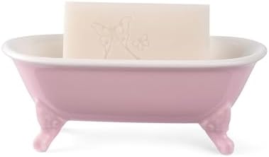 6.5" Ceramic Mini Clawfoot Bathtub Soap Dish,Bar Soap Holder,Pink