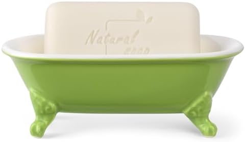6.5" Ceramic Mini Clawfoot Bathtub Soap Dish,Bar Soap Holder,Lime