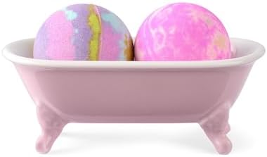 6.5" Ceramic Mini Clawfoot Bathtub Soap Dish,Bar Soap Holder,Pink