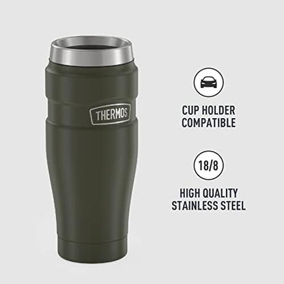 THERMOS Stainless King Vacuum-Insulated Travel Tumbler, 16 Ounce, Army Green (Pack of 4)