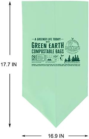 Green Earth Compostable Small Kitchen Food Scrap Trash Bags, Compost Bin Compatible, 3 Gallon, 11.35 Liter, 300-Count, Extra Thick 0.71 Mil, ASTM D6400, BPI (US) & OK Compost Home (EU) Certified