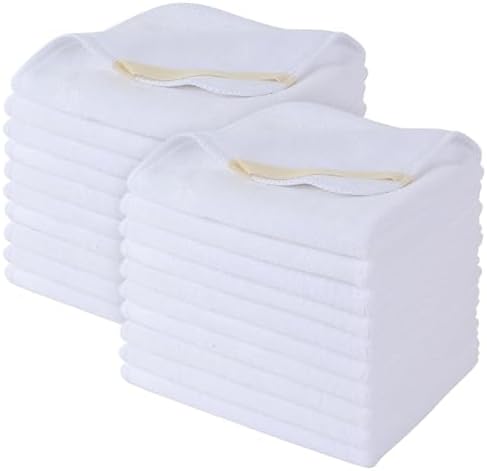 Microfiber Facial Cloths Fast Drying Washcloth 12inch x 12inch White 20 pack