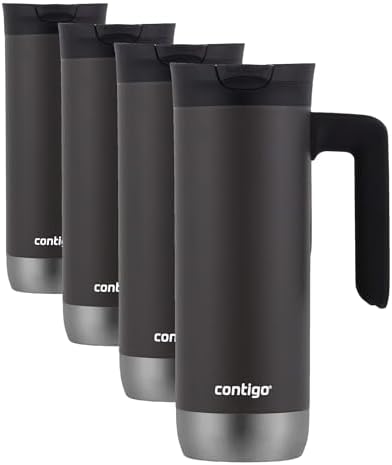 Contigo Superior 2.0 Stainless Steel Travel Mug with Handle with SNAPSEAL Lid,20oz.,(Pack of 4)