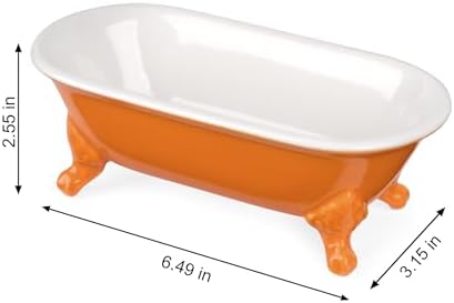6.5" Mini Clawfoot Bathtub Soap Dish,Bar Soap Holder,Tangerine