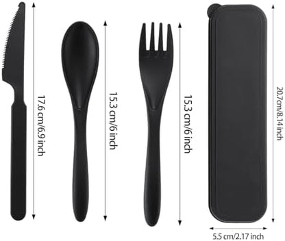 5Pack Wheat Straw Utensils, BPA Free Fork Spoon Knife with Storage Case