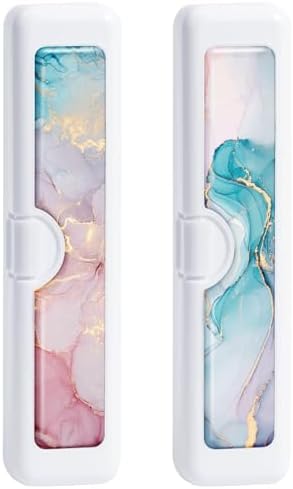 2 Pcs Toothbrush Travel Case - Colorful Pattern, Holder and Covers for Toothbrushes, Includes Tongue Scraper Case