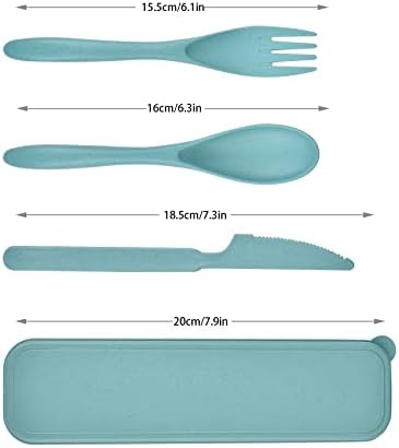 Reusable Cutlery with Case, Portable Dark Utensils Set for Adults, Tableware Camping Utensils for Kitchens, Dishwasher Safe (Dark green)
