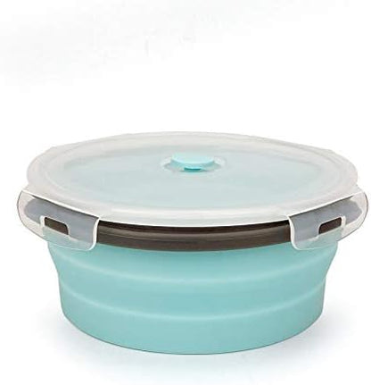 CARTINTS 1200ml Large Collapsible Meal Prep Containers, Reusable Silicone Food Storage Containers, Stackable Fridge Storage Containers, With Leakproof Lids, Microwave and Freezer Safe, Blue