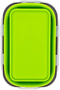CARTINTS Set of 3 Collapsible Food Storage Containers with Lids, Collapsible Silicone Bowls, Silicone Lunch Containers, For Meal Prep, Camping, Travel, Microwave and Freezer Safe,500ml,Green