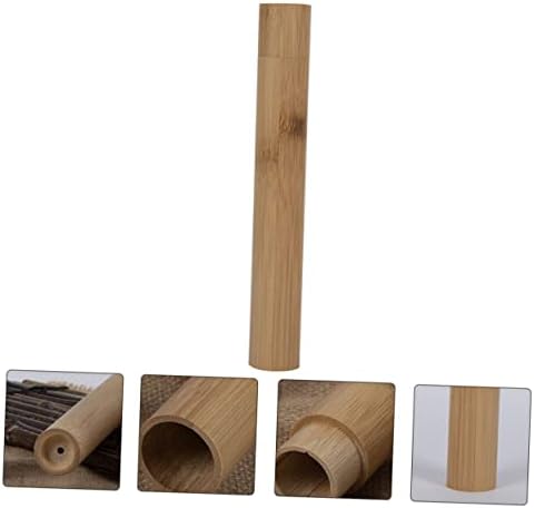 PartyKindom 2pcs Portable Travel Toothbrush Case Holder Bamboo Toothbrush Storage Container Waterproof and Lightweight for Outdoor Camping Hotel Use