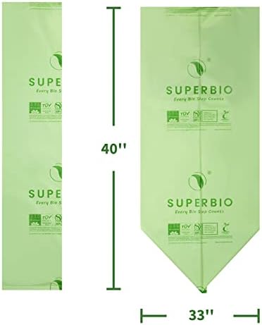 SUPERBIO 33 Gallon Compostable Yard Waste Bags, 40 Count