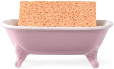 6.5" Ceramic Mini Clawfoot Bathtub Soap Dish,Bar Soap Holder,Pink