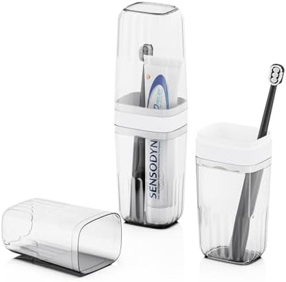 Large Enclosed Toothpaste and Toothbrush Travel Case with Rinse Cup
