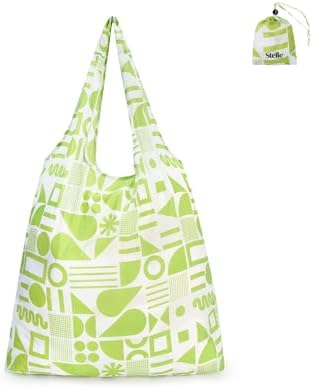 Stelle Lightweight Reusable Grocery Bag with Handles Ripstop Nylon Foldable Tote Shopping Bags for Travel and Groceries