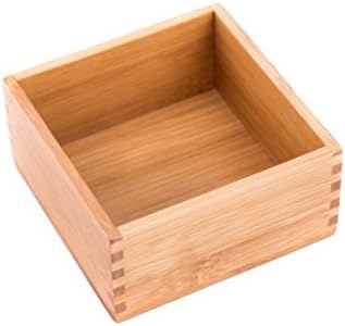 Bamboo Organizer Storage Boxes for Tabletop Bathroom Dresser Organizer Small Boxes, Bamboo 4"*4"