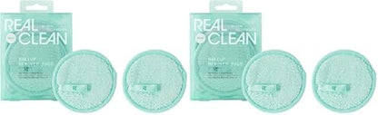 Real Techniques Real Clean Makeup Remover Pads, Reusable Makeup-Removing Rounds, Dual-Sided For Toner, Essence, Eye & Face Makeup Removal, For All Skin Types, 2 Count (Pack of 2)