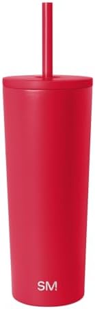 Simple Modern Insulated Tumbler with Lid and Straw | Iced Coffee Cup Reusable Stainless Steel Water Bottle Travel Mug | Gifts for Women Men Her Him | Classic Collection | 24oz | Ember Red