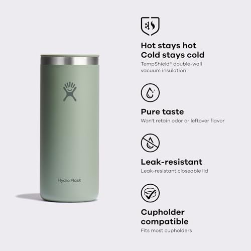 Hydro Flask Travel Coffee Cup – Insulated Stainless Steel, Non-Spill, Leak Resistant to-Go Tumbler 20 Oz Black