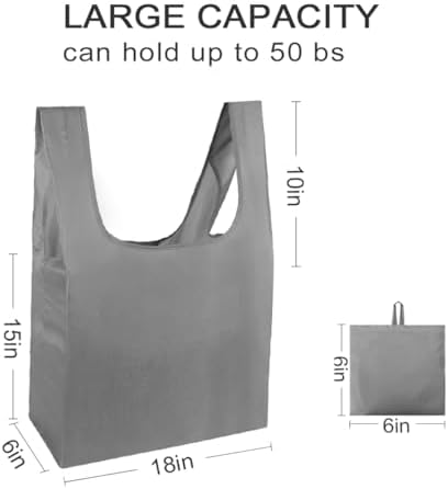 HOLYLUCK Reusable Grocery Bags,Heavy Duty Foldable Shopping Tote Bag (Extra Large, 3 Large Grey)