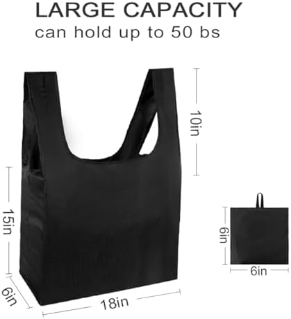 HOLYLUCK Reusable Grocery Bags,Heavy Duty Foldable Shopping Tote Bag (Extra Large, 3 Large Black)