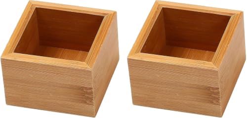 YBM Home Bamboo Drawer Organizer Storage Box for Kitchen Drawer, Junk Drawer, Office, Bedroom, Children Room, Craft, Sewing, and Bathroom, 2 Pack 3x3x2 inch