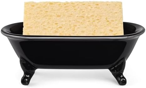 Mini Clawfoot Bathtub Soap Dish,Bar Soap Holder,Black Silver Rim