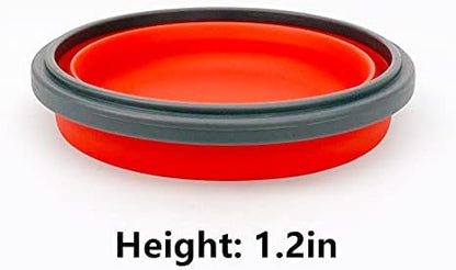 CCyanzi 3piece Round Collapsible Bowl with Lids, Silicone Food Storage Containers, Microwave & Freezer Safe, Space Saving for Kitchen Cabinet and Camping Backpack,(Red Gray)