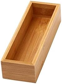 YBM Home Bamboo Drawer Organizer Storage Box for Kitchen Drawer, Junk Drawer, Office, Bedroom, Children Room, Craft, Sewing, and Bathroom, 1 Pack 3x9x2 inch