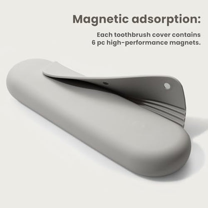 Silicone Electric Toothbrush Travel Case, Manual Toothbrush Travel Cover for Men and Women,Toothbrush Holder for Travel,Gym and More, Fits Most Manual and Electric Toothbrushes - Stone