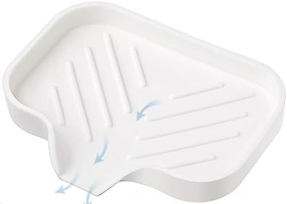 Silicone Soap Dish & Tray - Self Draining, Durable Rubber with Drainage - Kitchen & Shower Soap Holder