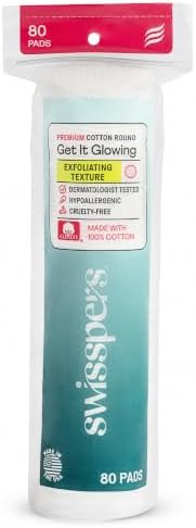 Swisspers Premium Exfoliating Cotton Rounds, Dual-Sided (Pack of 1)