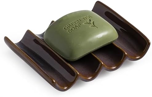 Ceramic Soap Dish for Shower, Bar Soap Holder for Bathroom Keep Dry