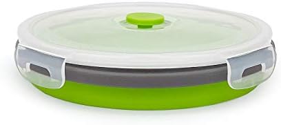 CARTINTS 1200ml Large Collapsible Meal Prep Containers, Reusable Silicone Food Storage Containers, Stackable Fridge Storage Containers, With Leakproof Lids, Microwave and Freezer Safe, Green