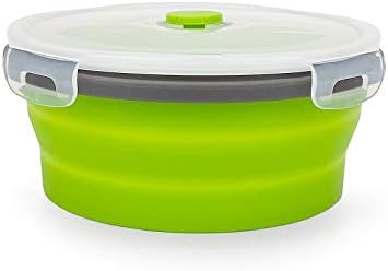 CARTINTS 1200ml Large Collapsible Meal Prep Containers, Reusable Silicone Food Storage Containers, Stackable Fridge Storage Containers, With Leakproof Lids, Microwave and Freezer Safe, Green
