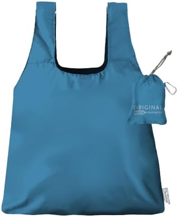 ChicoBag Original Reusable Tote with Carabiner Clip | Compact Reusable Grocery Bags | Recycled Materials | Assorted Colors (Pack of 4)