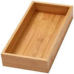 YBM Home Bamboo Drawer Organizer Storage Box for Kitchen Drawer, Junk Drawer, Office, Bedroom, Children Room, Craft, Sewing, and Bathroom, 6x15x2 inch