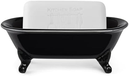 Mini Clawfoot Bathtub Soap Dish,Bar Soap Holder,Black Silver Rim