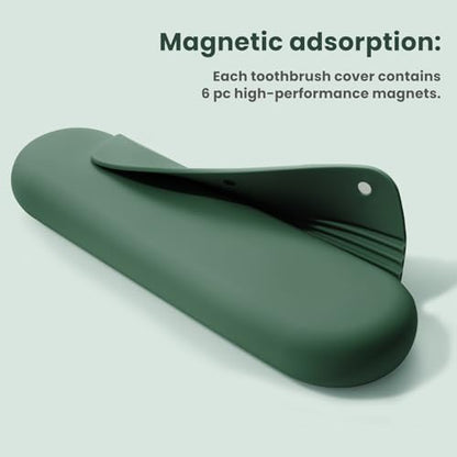 Silicone Electric Toothbrush Travel Case, Manual Toothbrush Travel Cover for Men and Women,Toothbrush for Travel,Gym and More, Fits Most Manual and Electric Toothbrushes - Midnight Green