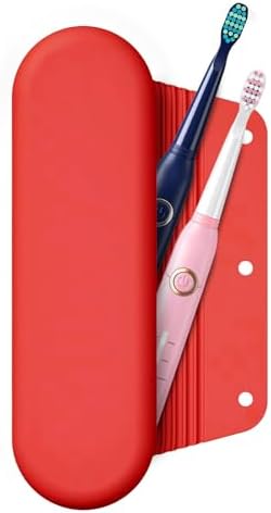 Silicone Electric Toothbrush Travel Case, Manual Toothbrush Travel Cover for Men and Women,Toothbrush Holder for Travel,Gym and More, Fits Most Manual and Electric Toothbrushes - Red