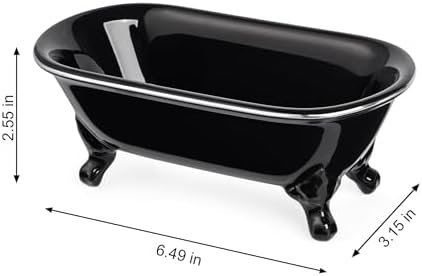 Mini Clawfoot Bathtub Soap Dish,Bar Soap Holder,Black Silver Rim