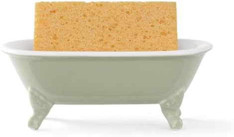 6.5" Mini Clawfoot Bathtub Soap Dish,Bar Soap Holder,Seige Green