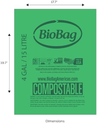 4 Gallon Compostable Trash Bags by BioBag, 75 Count, BPI Certified, Meets ASTM D6400 Standards, Made in USA, Small Kitchen & Bathroom Liners