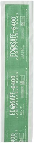 EcoSafe-6400 CP1617-6 Certified Compostable Bag - 16x17” Green Bags for 2.5 Gallon Bin - Extra Strong Leak, Puncture and Tear Resistant Food Scraps Bin Liners, Pack of 90