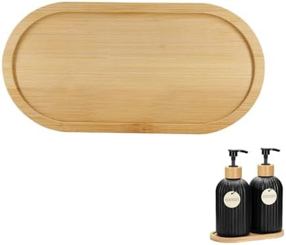 1Pc Bamboo soap Dispenser Tray, Bathroom Countertop Tray Kitchen Trays Sink Dresser Jewelry Ring Dish, Comestic Holder Bathtub Organizer, Ideal for Jewelry, Cosmetics, and Small Items (1)