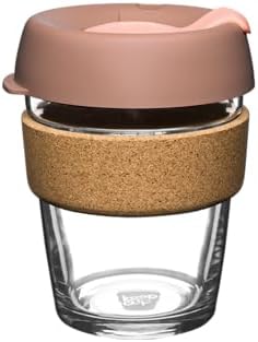 KeepCup Brew Cork, Reusable Glass Tumbler with Natural Cork, Tall Coffee Cup 12oz / 340ml - Frappe