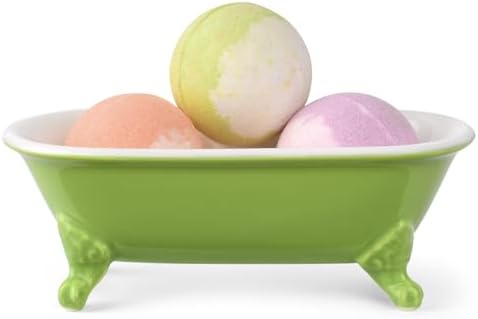 6.5" Ceramic Mini Clawfoot Bathtub Soap Dish,Bar Soap Holder,Lime