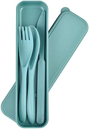 Reusable Cutlery with Case, Portable Dark Utensils Set for Adults, Tableware Camping Utensils for Kitchens, Dishwasher Safe (Dark green)