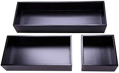 Bamboo Box for Drawer Organizer Box for Kitchen Storage Boxes for Small Accessories, Black 8"*4"