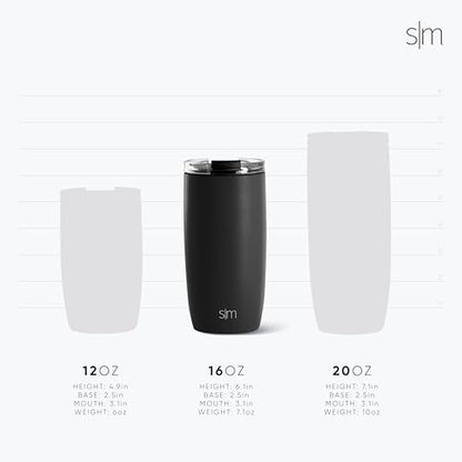 Simple Modern Travel Coffee Mug Tumbler with Flip Lid | Reusable Insulated Stainless Steel Cold Brew Iced Coffee Cup Thermos | Gifts for Women Men Him Her | Voyager Collection | 16oz | Canary