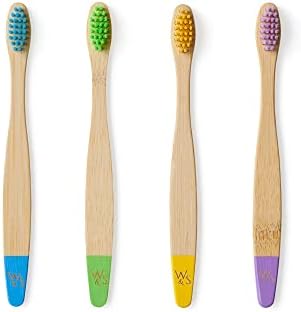 Wild & Stone Organic Children's Bamboo Toothbrush | Four Colors | Soft Fibre Bristles | 100% Biodegradable Handle | BPA Free | Vegan Eco Friendly Kids Toothbrushes